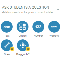 Ask students a question adds question to your current slide