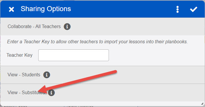 Sharing options collaborate - all teachers enter a teacher key view - students arrow pointing to view - substitutes